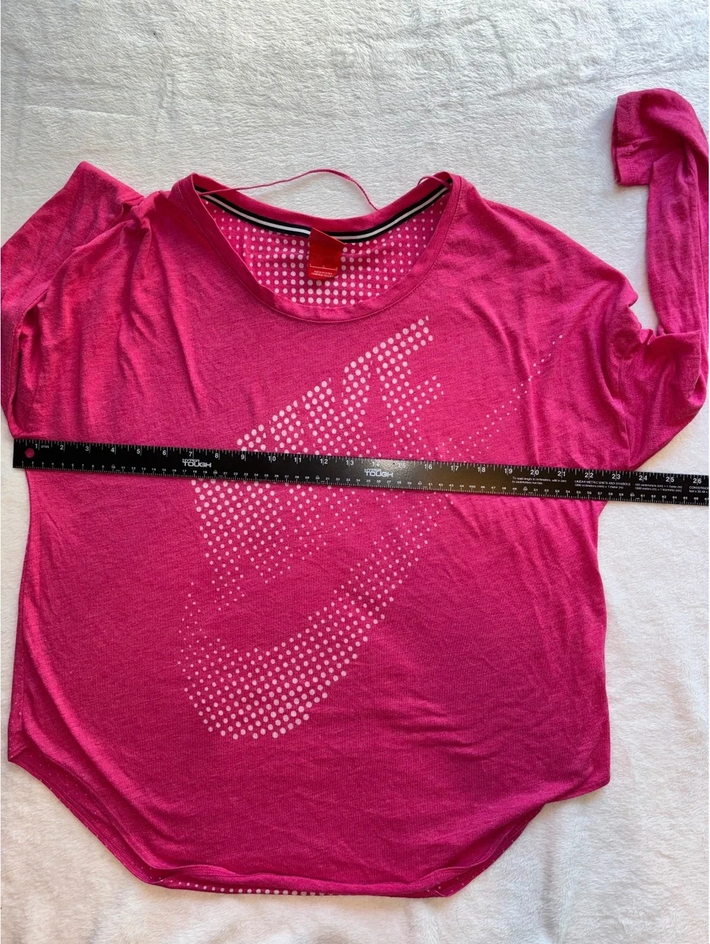 Women's Long Sleeve Burnout Running Top Pink Dotted Swoosh Size Large
